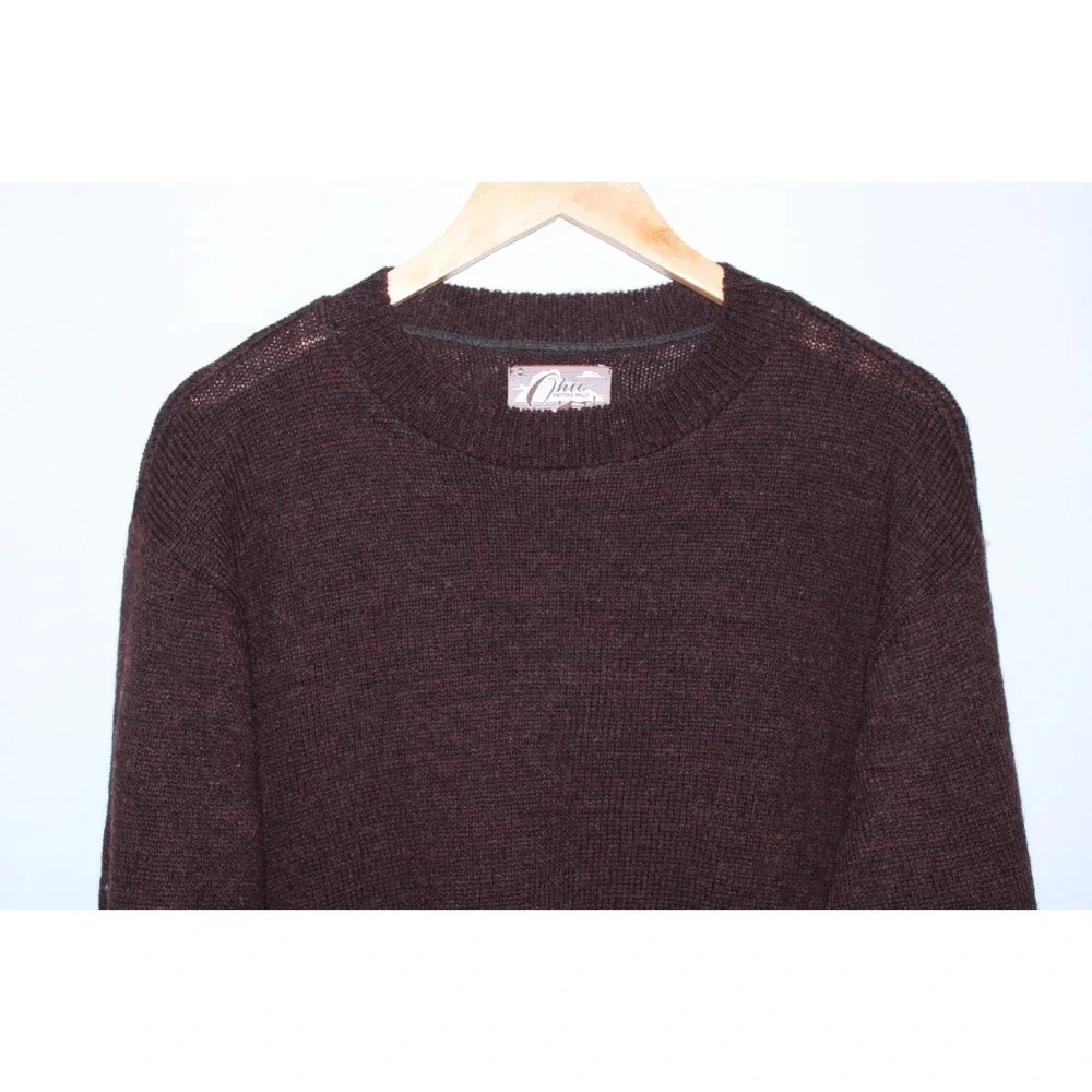 Ohio Knitting Mills Men's Large Brown Crew Neck Wool Sweater - Picture 2 of 9
